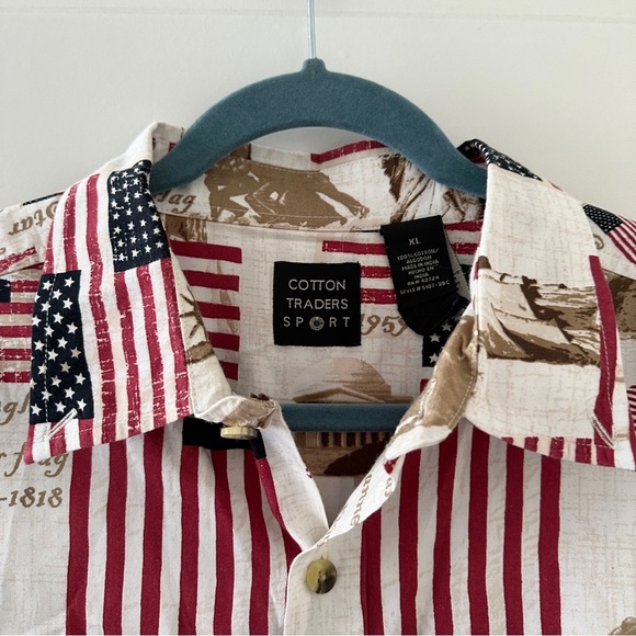 Cotton Traders American Flag Patriotic Button-Up Shirt Shirt USA Men's Size XL - Picture 3 of 16